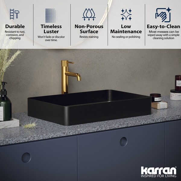 Karran Cinox Stainless Steel Rectangular Vessel Sink - Bed