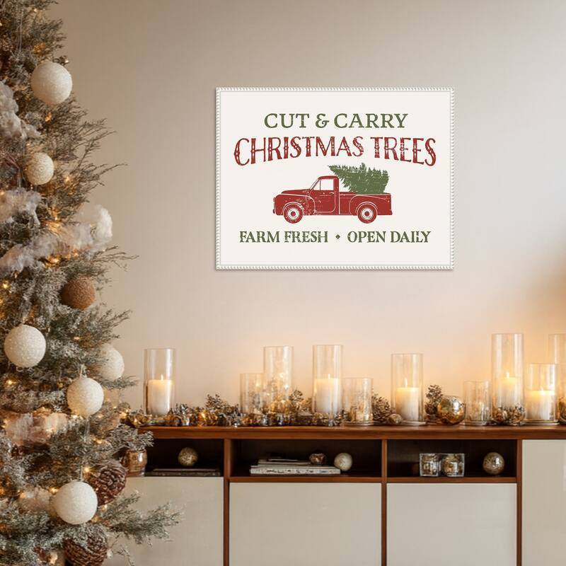 Christmas Farm Sign II by Victoria Barnes Framed Canvas Wall Art Print