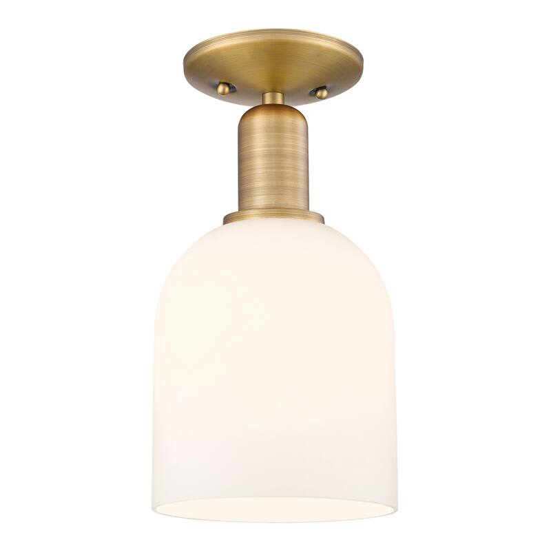 Innovations Lighting Endless Possibilities Arcadia - Bella - 1 Light 6" Semi-Flush Mount - Brushed Brass/White