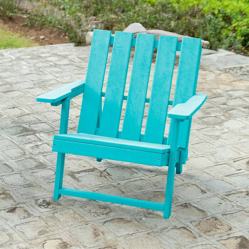 Amalfi Fully Assembled All-Weather HDPE Outdoor Folding Modern Adirondack Chair - Hawaiian Blue
