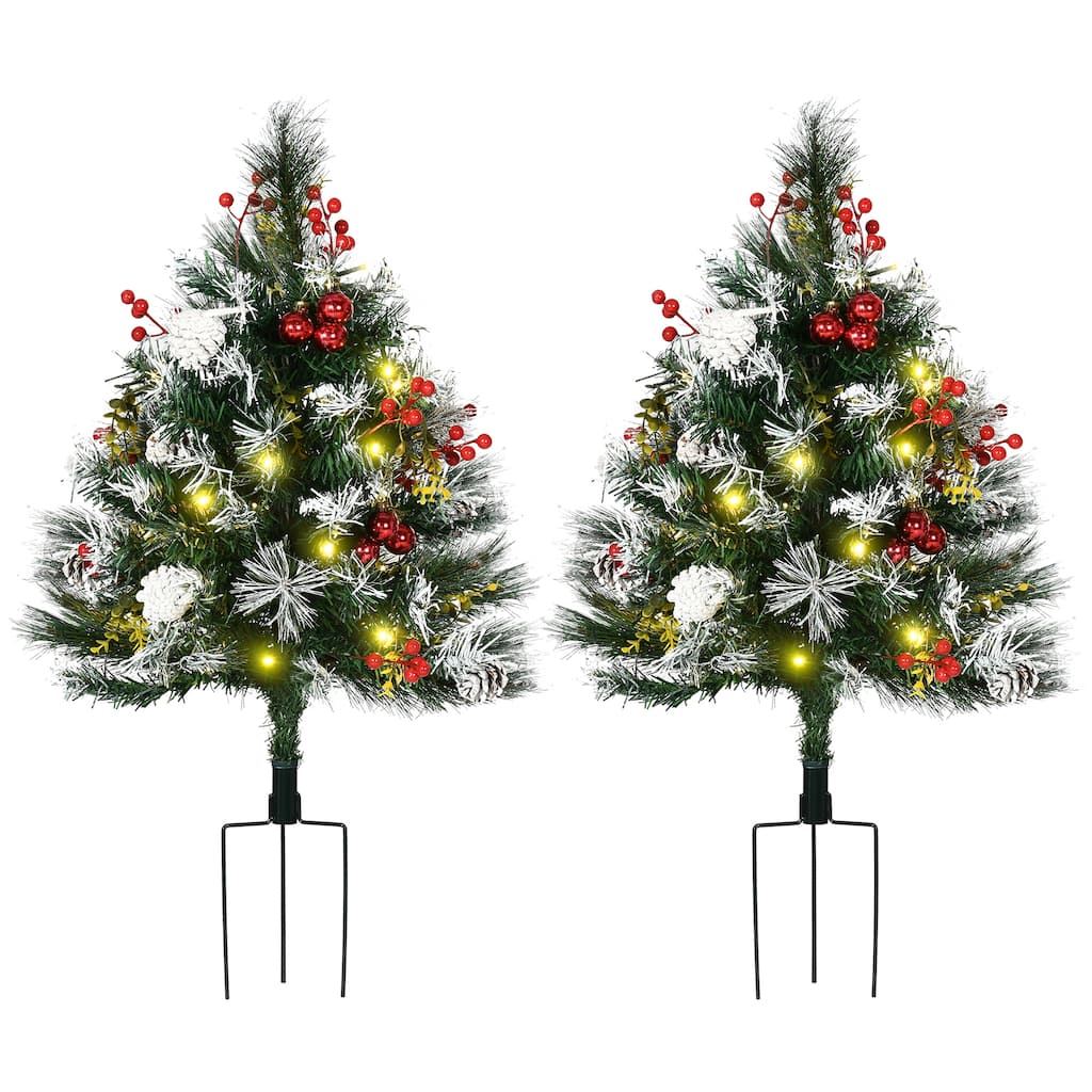 2.5FT Pre-Lit Artificial Christmas Tree with 70 Branches & Warm White LED lights(2PCS Sets)