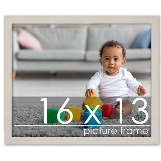 16x13 Traditional White Washed Complete Wood Picture Frame with UV ...