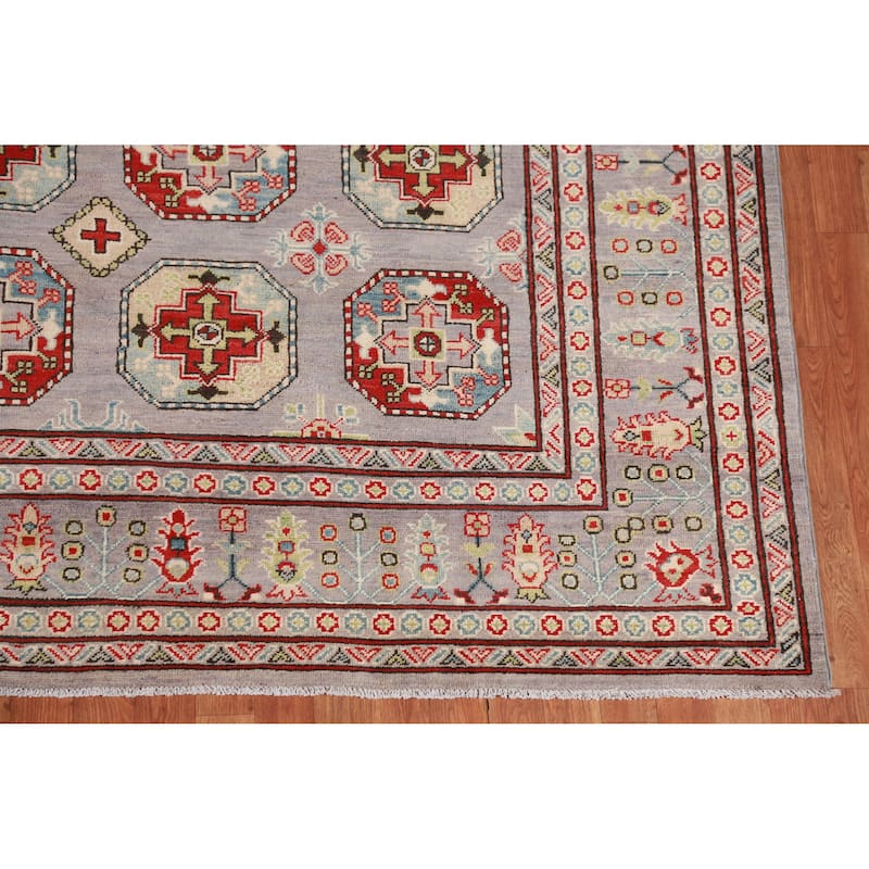 Hand Knotted Oriental 100% Wool Carpet Traditional All-Over Greys & Charcoal Kazak Area Rug - 10' 5'' X 8' 3''