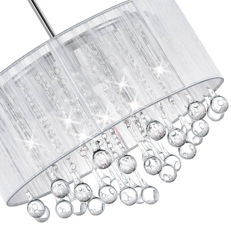Water Drop 6 Light Drum Shade Chandelier With Chrome Finish
