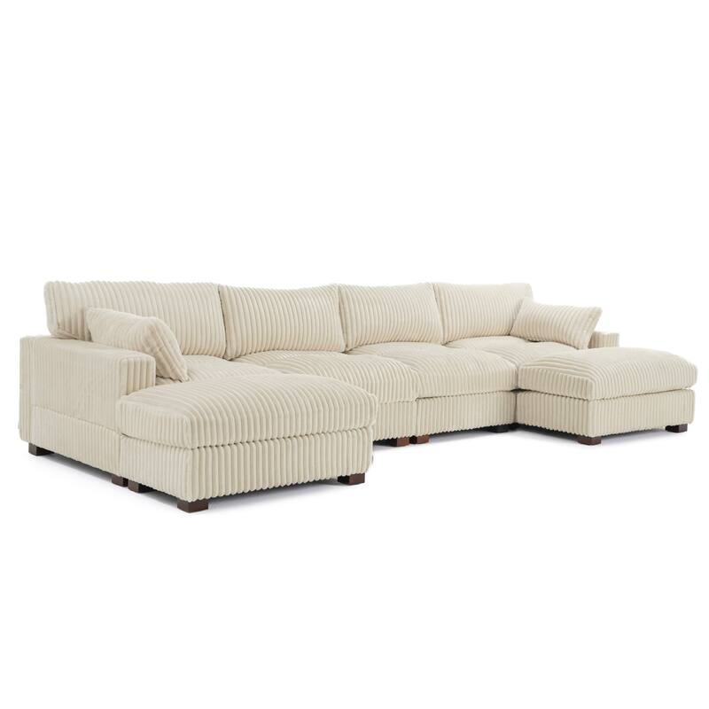 Modren Plush Oversized Modular Sectional Sofa Set with Chaise&Ottoman.