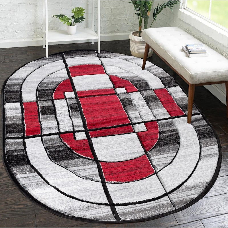 Orelsi Collection Abstract Area Rug with Hand Carved Accents
