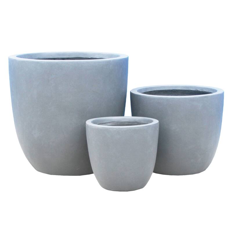 Durx-litecrete Lightweight Concrete Modern Seamless Round Cement Color Planter-Set of 3: 9.8x9.8x9,13.8x13.8x11.8,17.7x17.7x17i