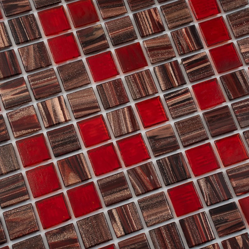 Apollo tile 12" x 12" Mingles Glossy Berry Red Glass Tile (20 sq ft/case) - 20 Pack