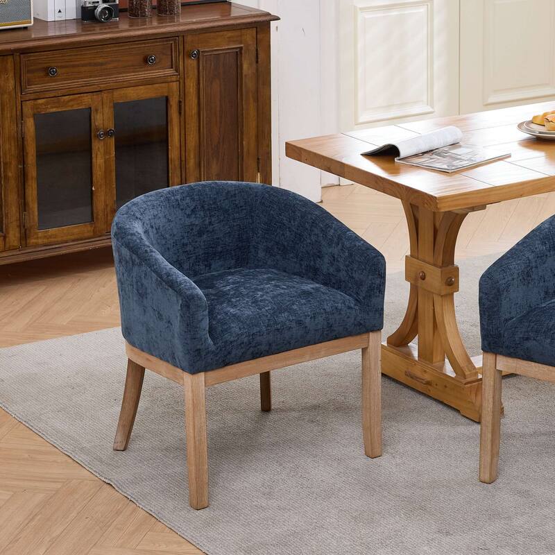 Roomfitters Upholstered Dining Chairs with Barrel Back & Wood Legs, Modern Accent Side Chairs for Kitchen and Living Room