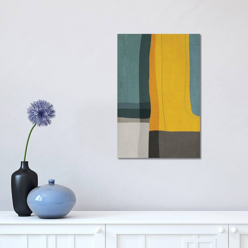 iCanvas "Mustard Teal Gray Mcm Abstract I" by EmcDesignLab Canvas Print