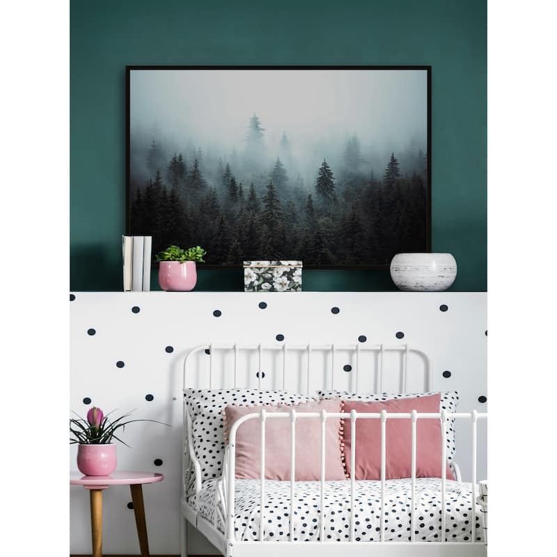 Foggy Pine Forest Floater Framed Print on Canvas