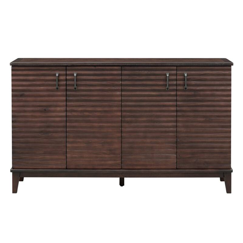 Sideboard with 4 Door Large Storage Buffet with Adjustable Shelves and Metal Handles for Kitchen - Espresso