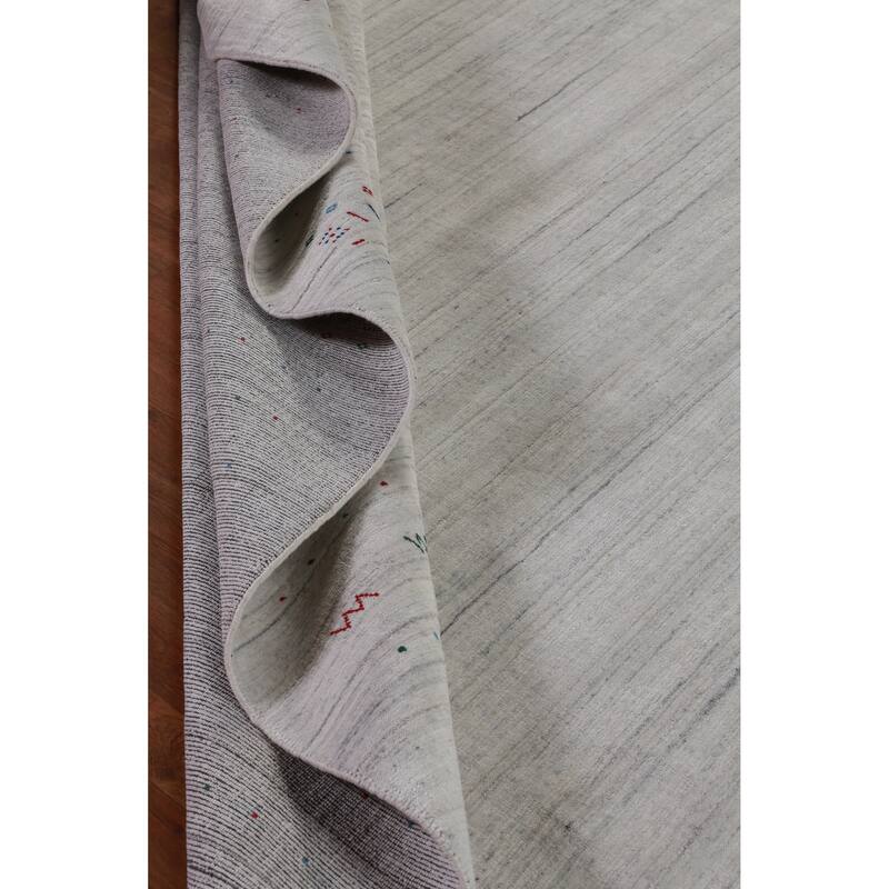 Hand Knotted Oriental 100% Wool Carpet Tribal Stripe Greys & Charcoal Gabbeh Area Rug - 12' 2'' X 9' 1''