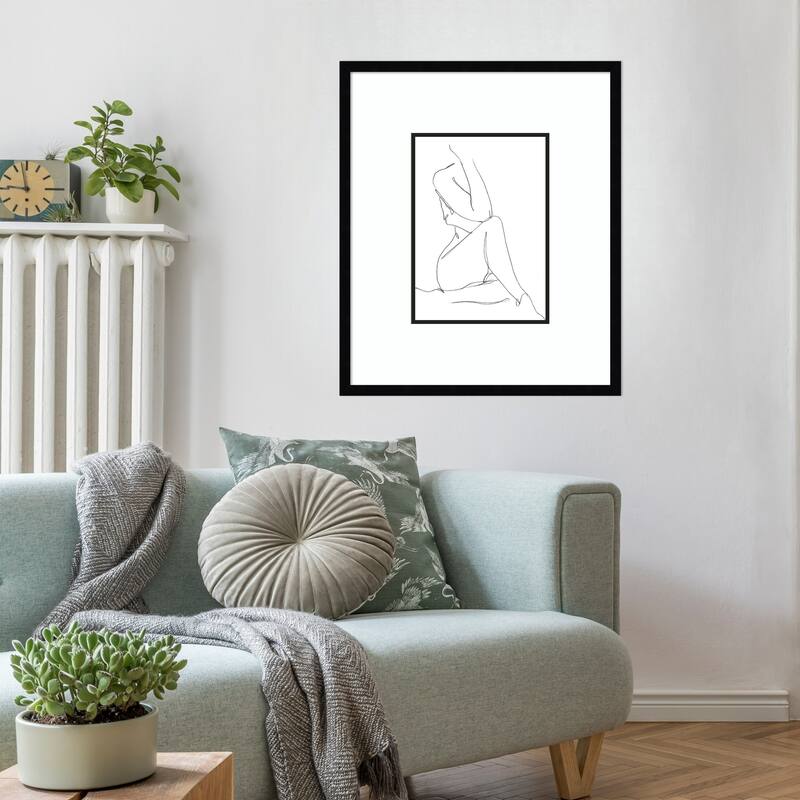 Nude Contour Sketch No. 1 by Ethan Harper Wood Framed Wall Art Print
