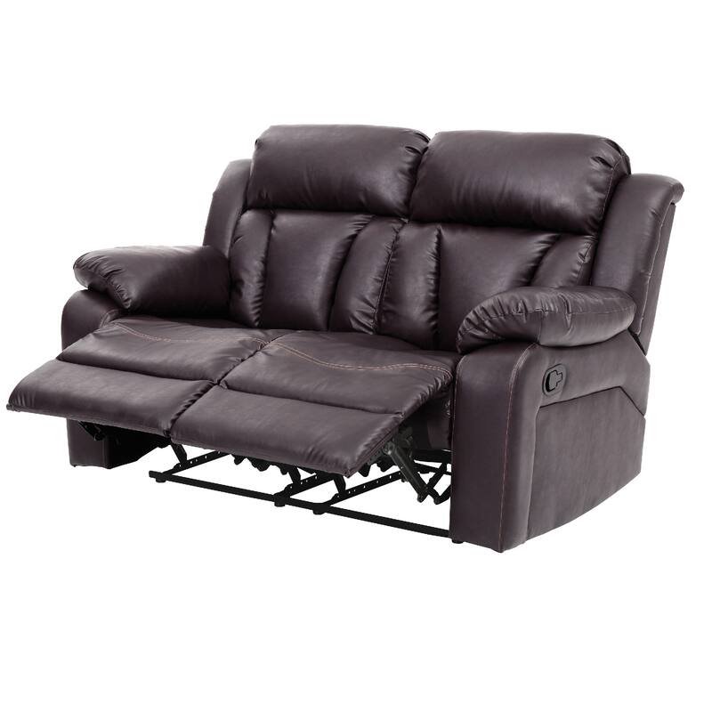 Flared Arm Tufted Faux Leather Straight Reclining Sofa - 62" - Dark Brown