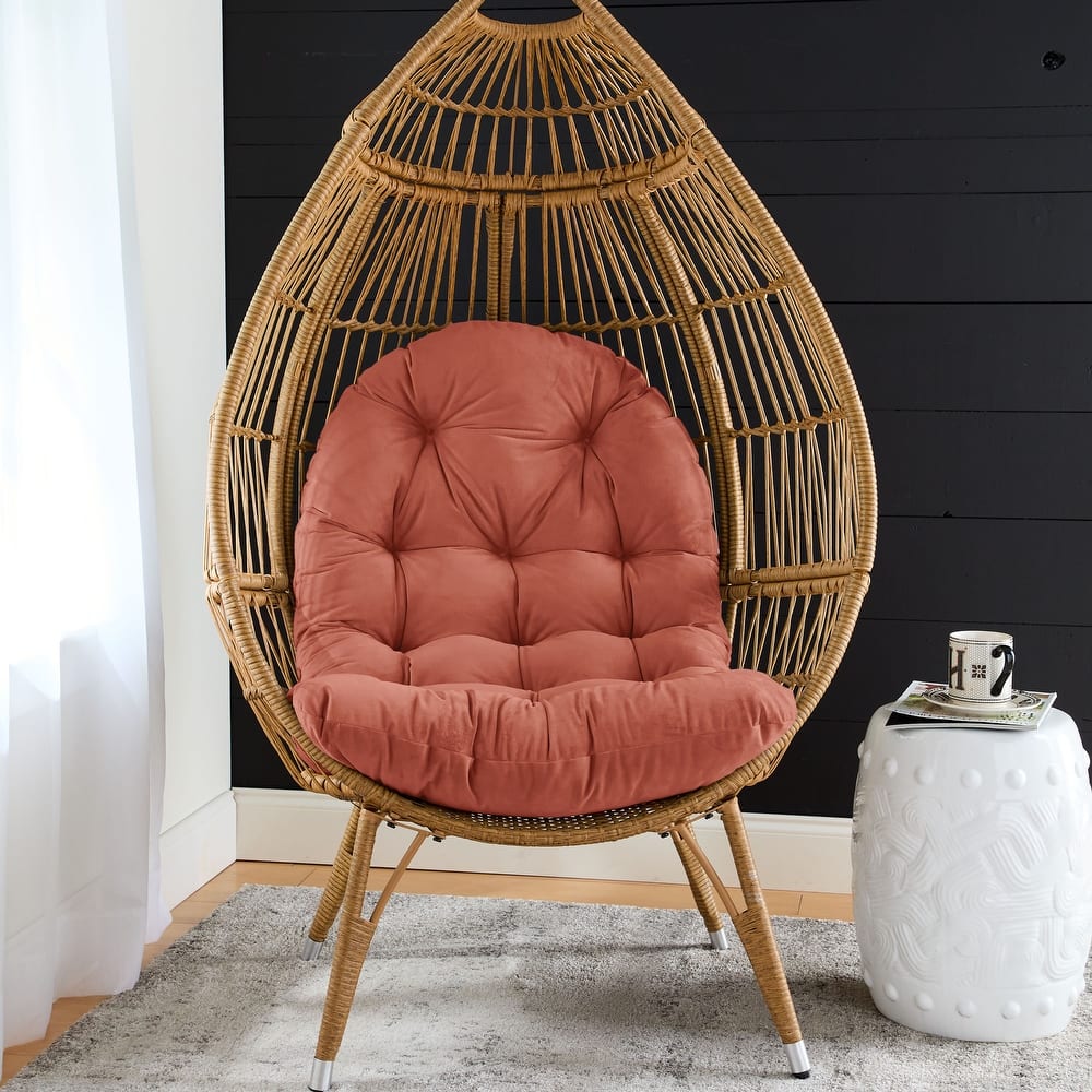 Sorra Home Solid Velvet Indoor Egg Chair Replacement Cushion