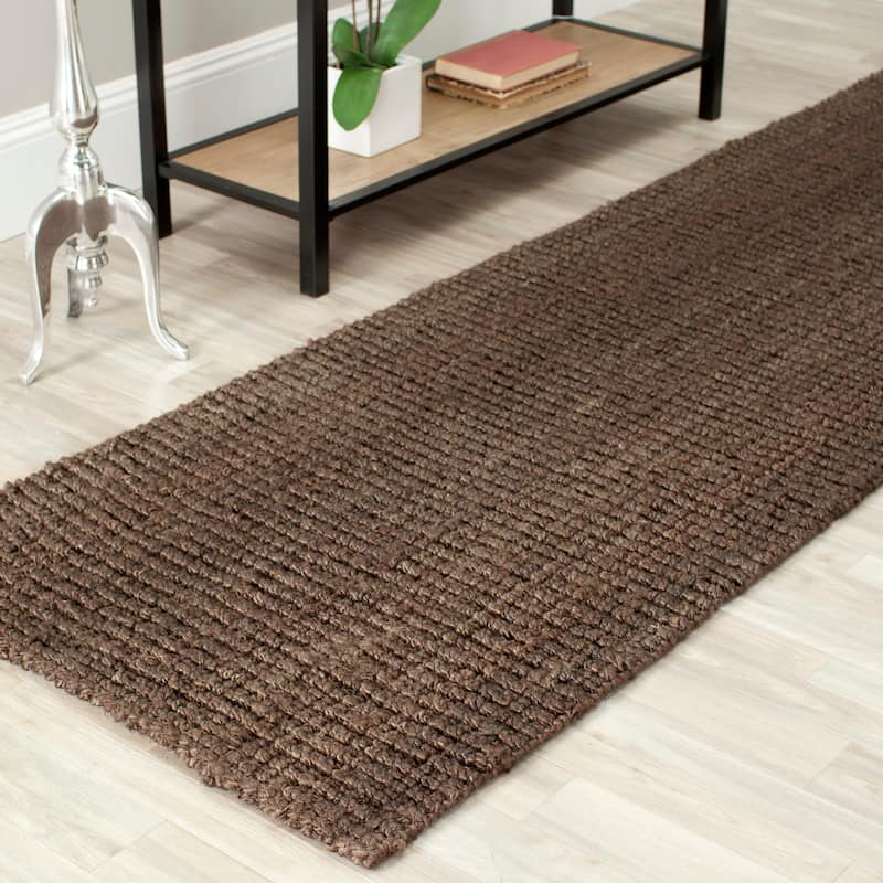 SAFAVIEH Jerneja Handmade Solid Chunky Jute Area Rug - 2'6" x 8' Runner - Brown