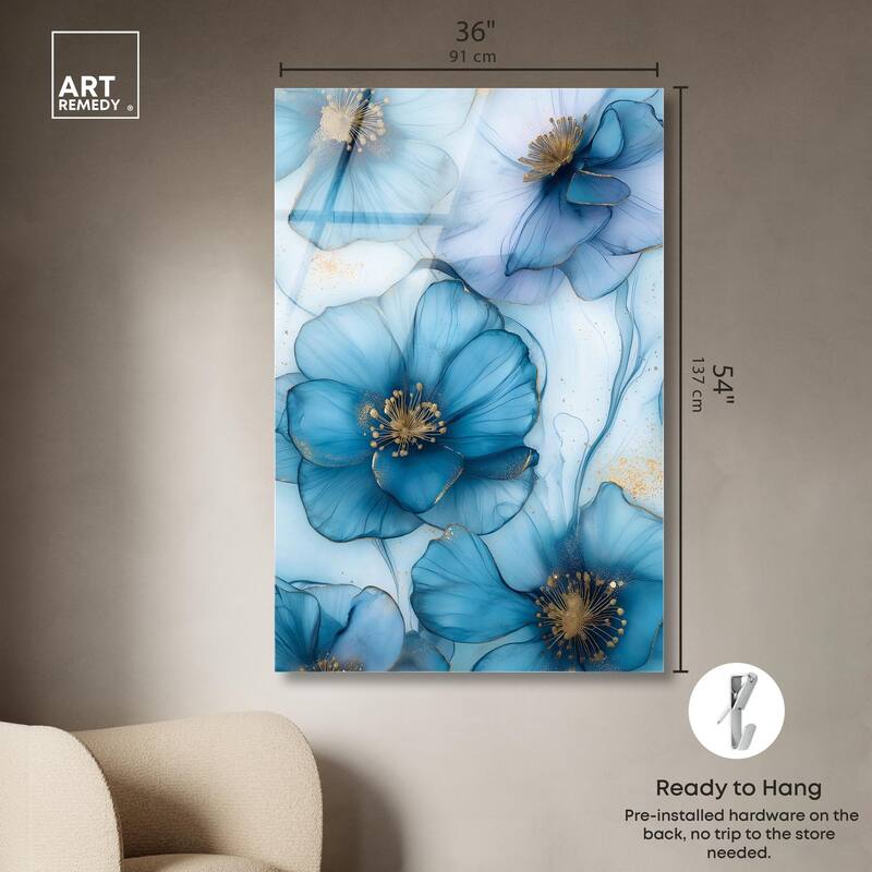 Gilded Cyanescence Acrylic by Art Remedy, Ready to Hang