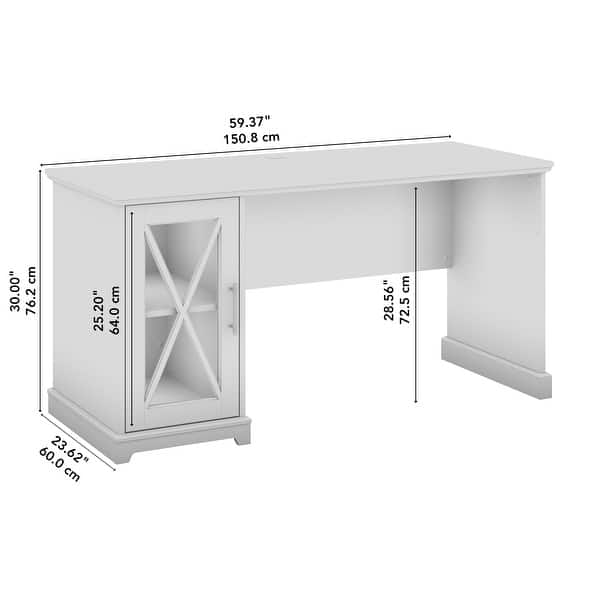 Lennox 60W Farmhouse Desk with Storage by Bush Furniture On