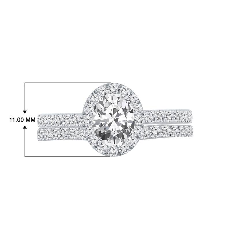 Auriya 1 3/4ctw Oval Shaped Halo Diamond Engagement Ring Set 14k Gold