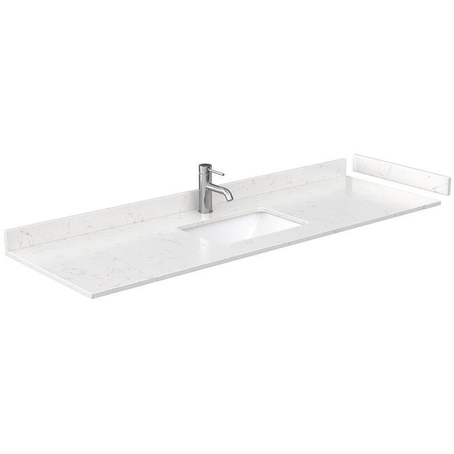 Wyndham Collection 66" Single Vanity Top with Undermount Rectangular - Carrara Cultured Marble