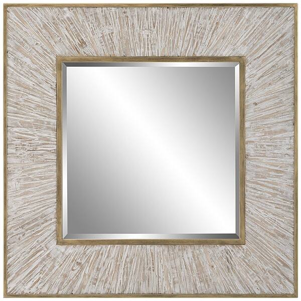 slide 1 of 1, Uttermost 09854 Wharton 26-1/4" W x 26-1/4" H Square Framed Bathroom Whitewash