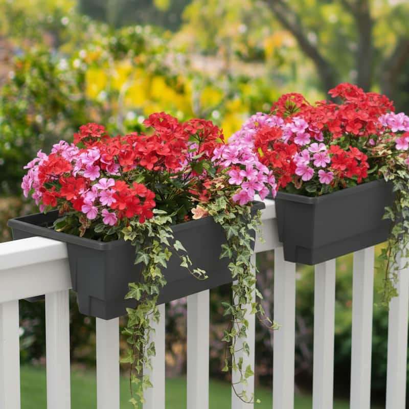 Pure Garden 20.75in Railing Planter - 6-Gal Outdoor Flower Box