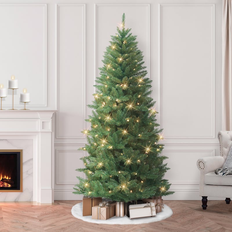 Puleo International 7 ft. Pre-Lit Carson Artificial Pine Tree - Green