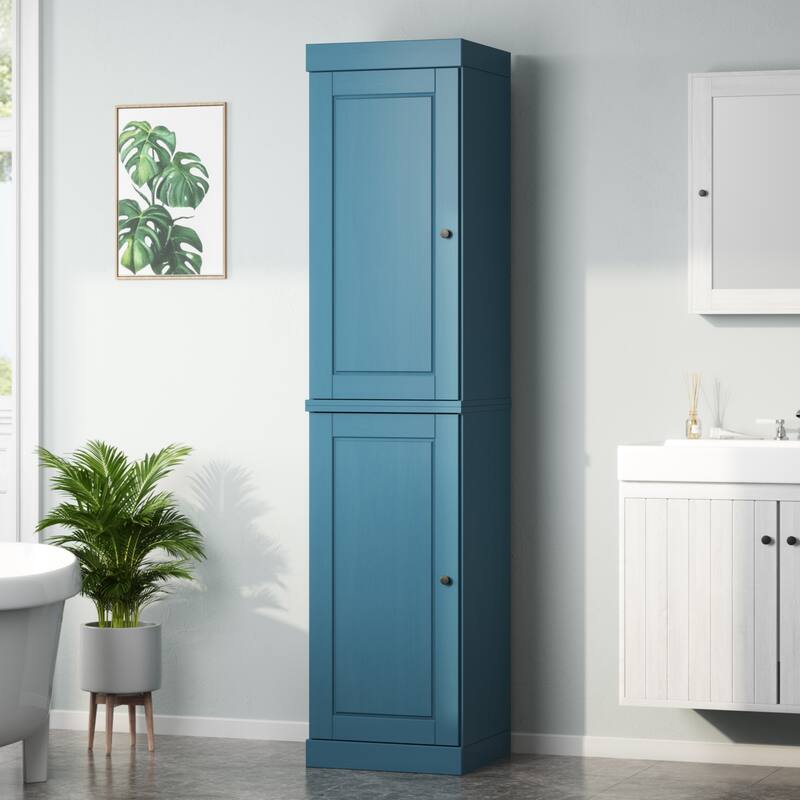 100% Solid Wood 16.5" Bathroom Cabinet with Optional Doors by Palace Imports - Teal Blue-Solid