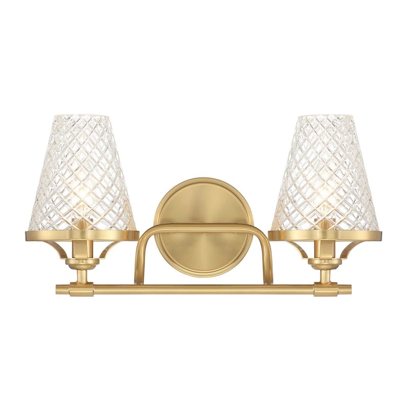 Candler 2-Light Bathroom Vanity Light in Warm Brass