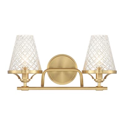 Candler 2-Light Bathroom Vanity Light in Warm Brass