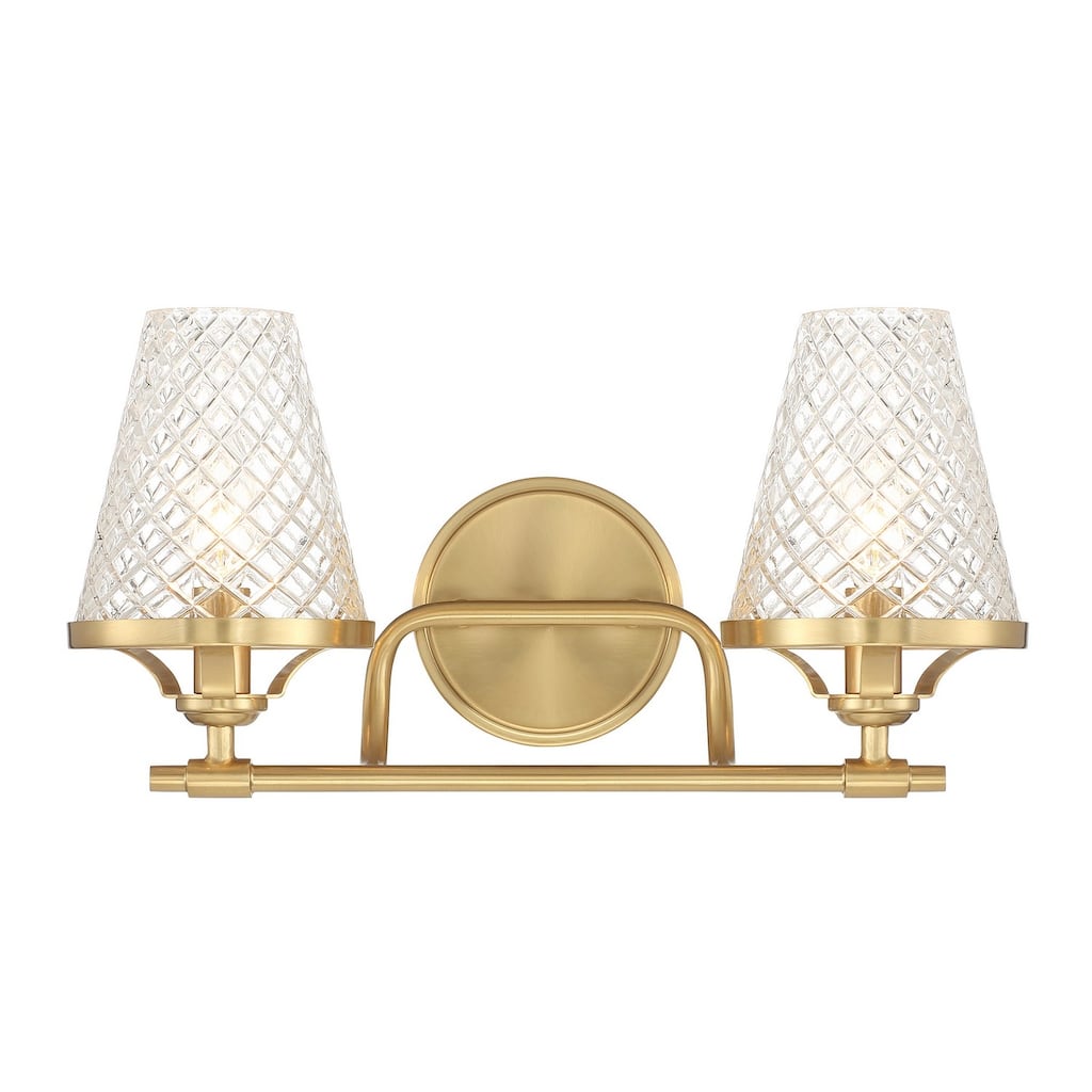 Candler 2-Light Bathroom Vanity Light in Warm Brass