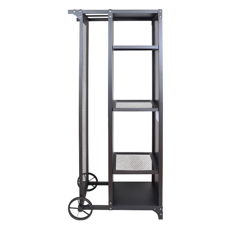 Krueger Rustic Sand Black 68-inch Steel Powder Console with Wire Mesh by Furniture of America