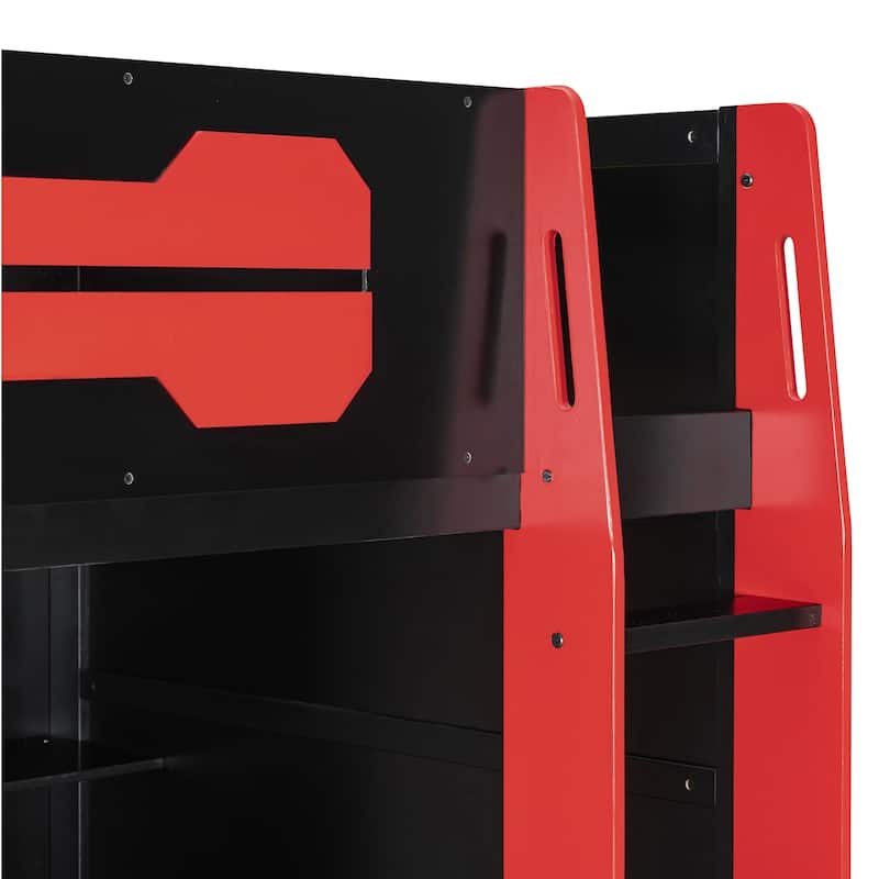 Full Size Gaming Loft Bed Esports-Inspired Bed with Desk Shelves and Charging Station for Gaming Bedroom Setup, Esports Hotels