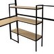 preview thumbnail 8 of 10, Full Size Metal Loft Bed with Staircase, Built-in Desk and Shelves in Black