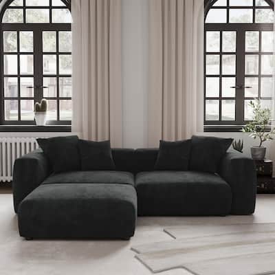 102'' L-shape Corduroy Upholstered Sectional Couch Oversize Modern Minimalist Sofa