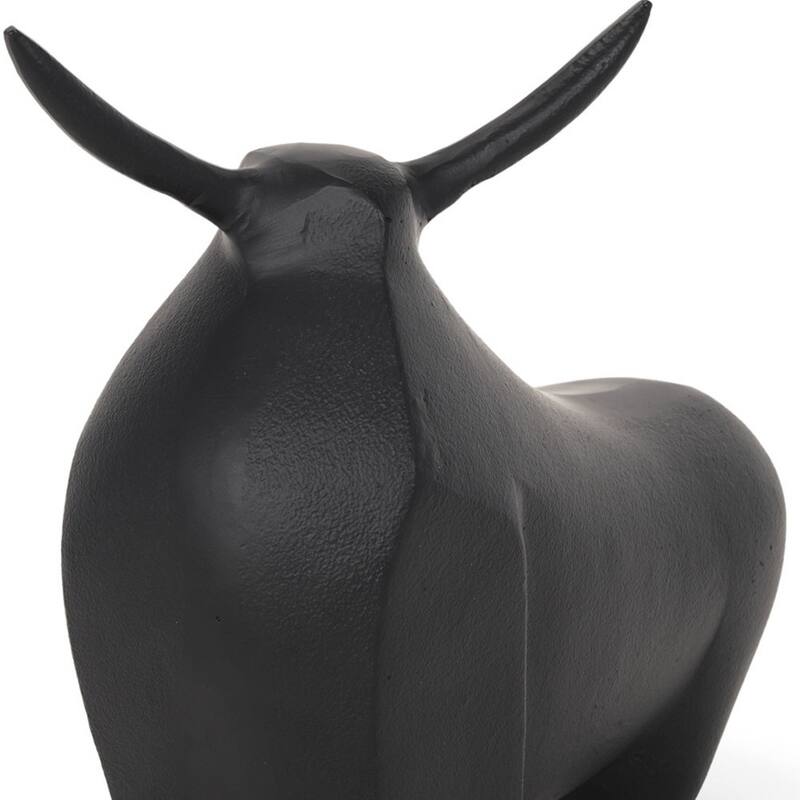 HomeRoots 11" Black Aluminum Bull Tabletop Sculpture - 12.60 in. x 10.50 in. x 4.75 in.