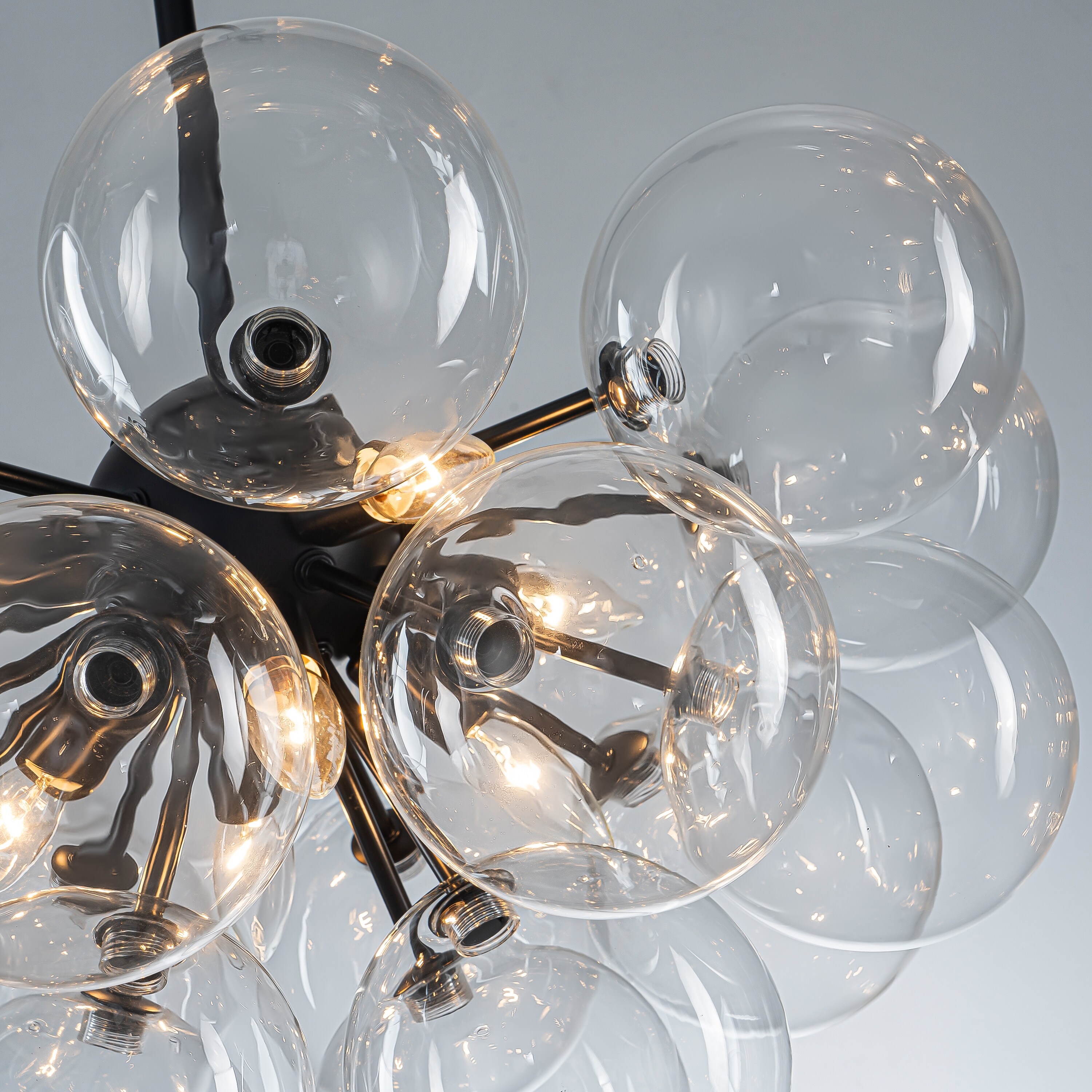 DONTPANIC TYPE-03 FULL ＋1.5 Starsky 8‑Light Linear Chandelier with Clear Glass Globes - Black