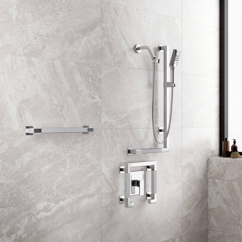 Seville Slide Bar ADA Compliant 500 lb Weight Capacity Slide Bar with Multi-function Handshower Right Polished Stainless Steel