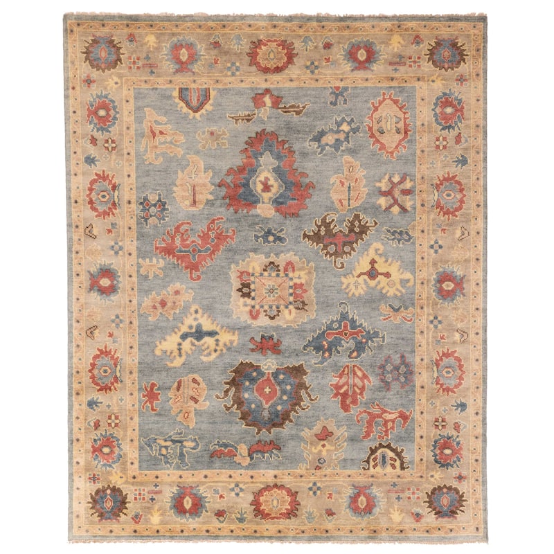 ECARPETGALLERY Hand-knotted Modern Oushak Light Denim Blue Wool Rug - 8'1 x 10'0