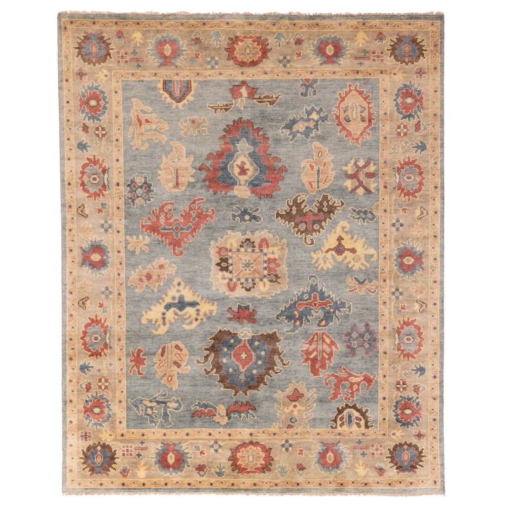 ECARPETGALLERY Hand-knotted Modern Oushak Light Denim Blue Wool Rug - 8'1 x 10'0