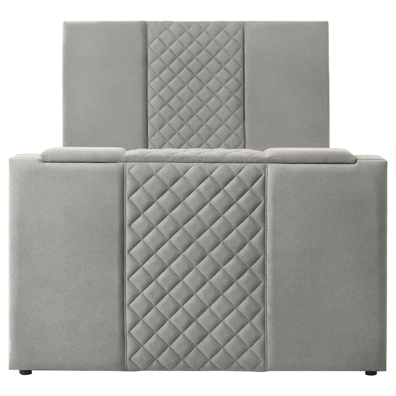 Tara 61-inch Upholstered Panel TV Bed Grey