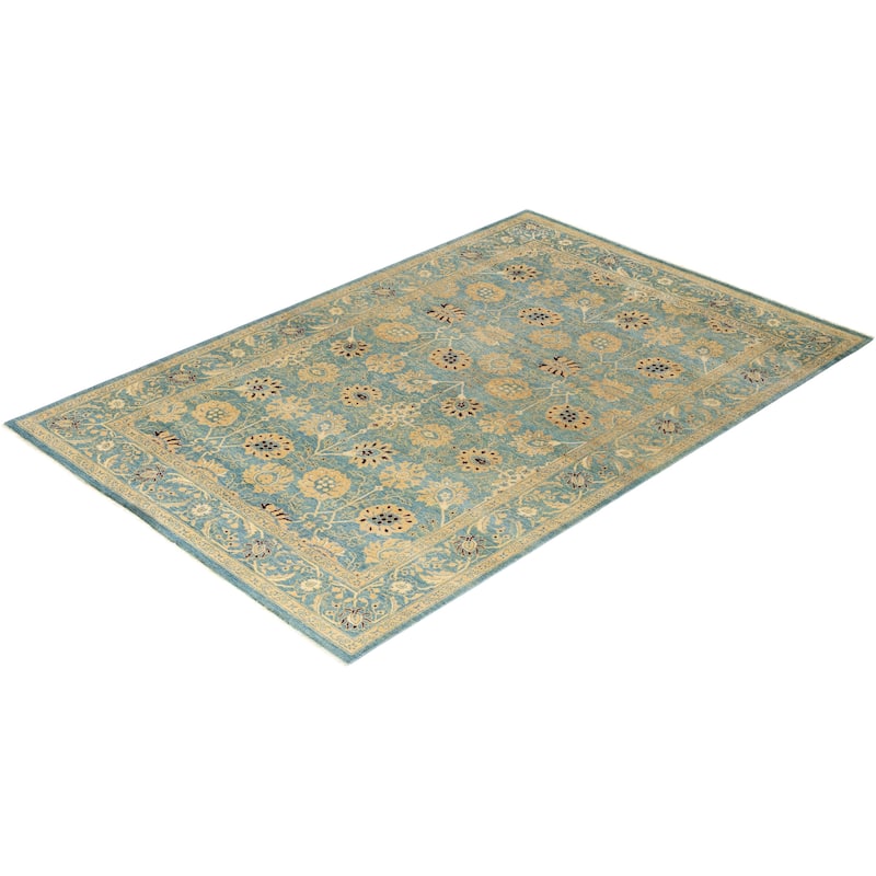 Overdyed, One-of-a-Kind Hand-Knotted Area Rug - Blue - 6' 1" x 9' 0"