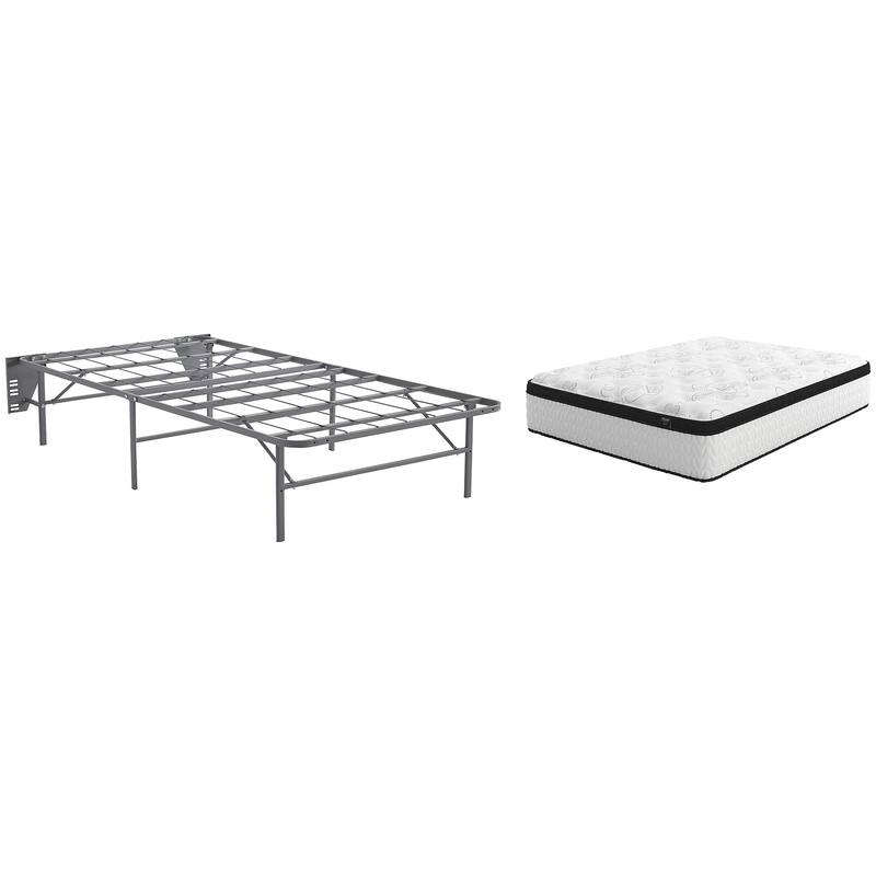 Signature Design by Ashley Chime 12 Inch Hybrid Black/White 2-Piece Twin Mattress Package - White/Black - Twin - Regular Profile - Ultra Plush