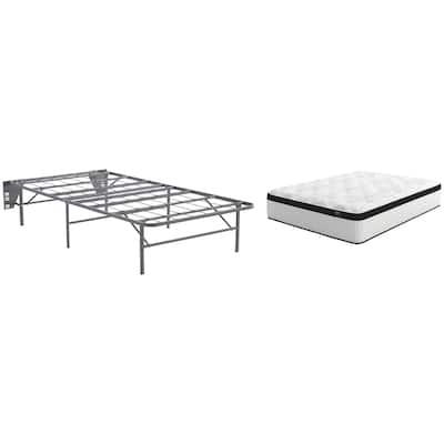 Signature Design by Ashley Chime 12 Inch Hybrid Black/White 2-Piece Twin Mattress Package