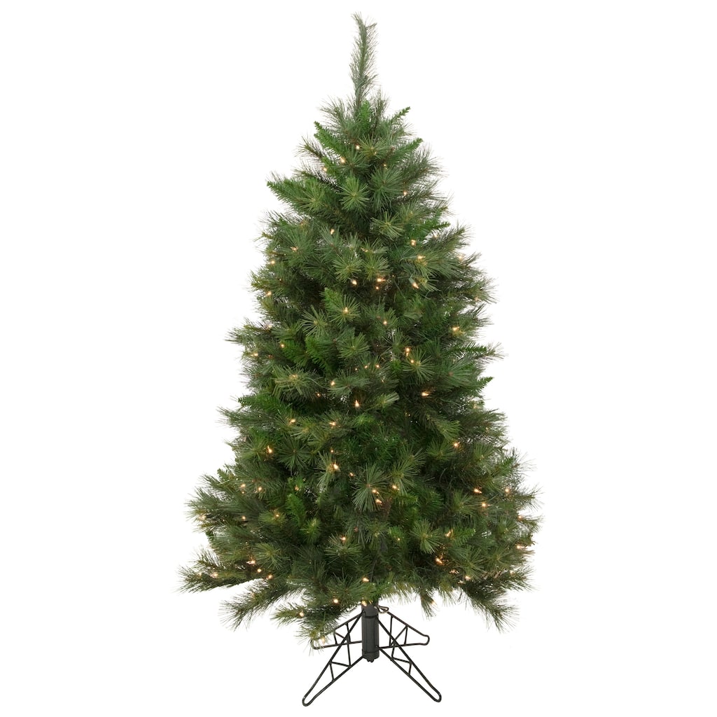 5' Green Medium Beaver Pine Artificial Christmas Tree, Clear Lights - 5 Foot