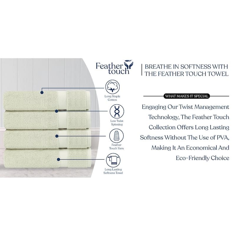 Delara Organic Cotton Luxuriously Plush Bath Towel Pack of 4 |GOTS & OEKO-TEX Certified |650 GSM Long Staple