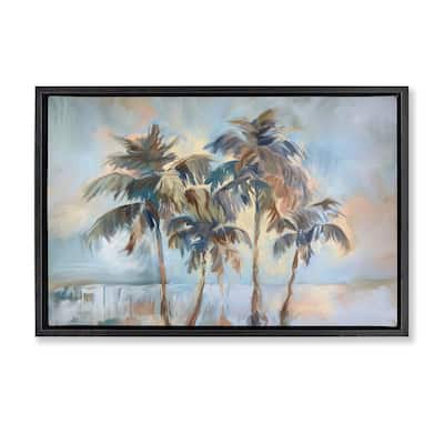 Stupell Cool Palm Trees Sunrise Framed Floater Canvas Wall Art Design By Ramona Murdock