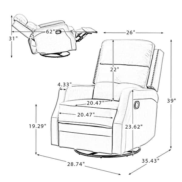 dimension image slide 0 of 2, Beatriz Living Room Recliner with Metal Base