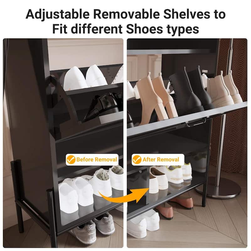 Shoe Cabinet with 2 Flip Drawers - 2 Flip Drawers
